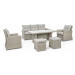 Conjunto Ariel sofá + 2 sillones + 2 taburetes + mesa