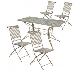 Conjunto Toulouse mesa 140x70 + 4 sillas, color taupe