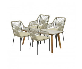 Conjunto Mesa Ibiza 90x180 + 4 sillas Seville beige