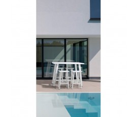 Conjunto Skipper mesa bar 130x73 + 4 taburetes, color blanco