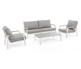 Conjunto Jalisco sofá + 2 sillones + mesa, color blanco