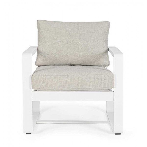 Conjunto Merrigan sofá + 2 sillones + mesa, color blanco
